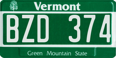 VT license plate BZD374