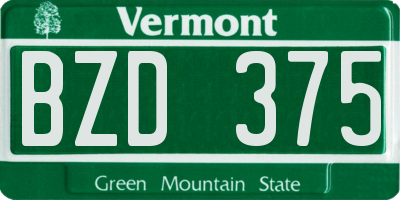 VT license plate BZD375