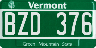 VT license plate BZD376