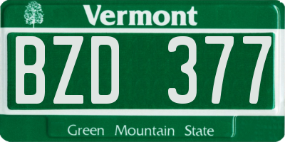 VT license plate BZD377