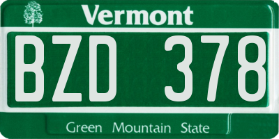 VT license plate BZD378