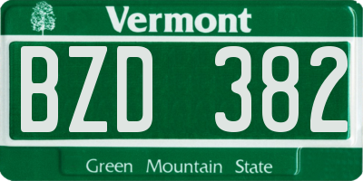 VT license plate BZD382