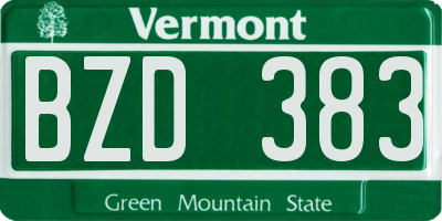 VT license plate BZD383