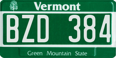 VT license plate BZD384