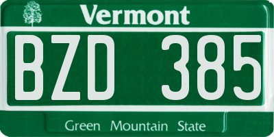 VT license plate BZD385