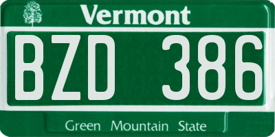 VT license plate BZD386