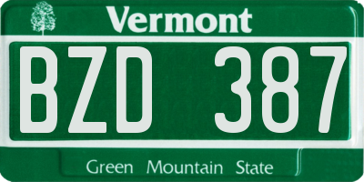 VT license plate BZD387