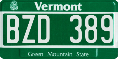 VT license plate BZD389