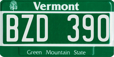 VT license plate BZD390