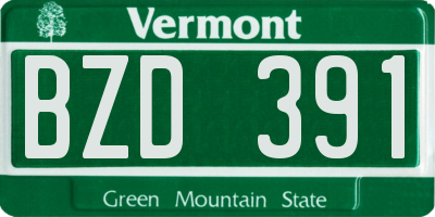 VT license plate BZD391