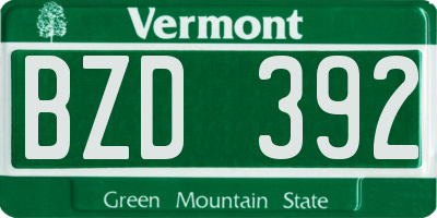VT license plate BZD392