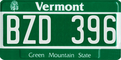 VT license plate BZD396