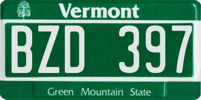 VT license plate BZD397