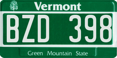 VT license plate BZD398