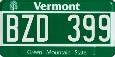VT license plate BZD399