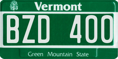 VT license plate BZD400