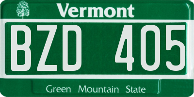 VT license plate BZD405