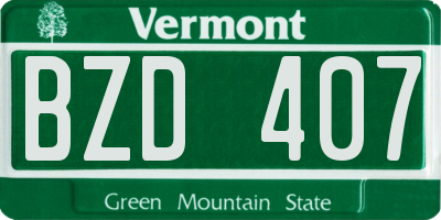 VT license plate BZD407