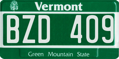 VT license plate BZD409