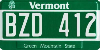 VT license plate BZD412