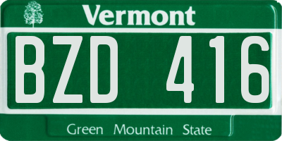 VT license plate BZD416
