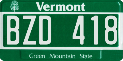 VT license plate BZD418