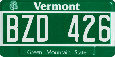 VT license plate BZD426
