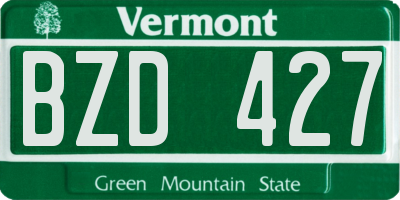 VT license plate BZD427