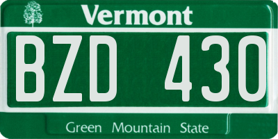 VT license plate BZD430