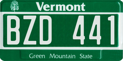 VT license plate BZD441