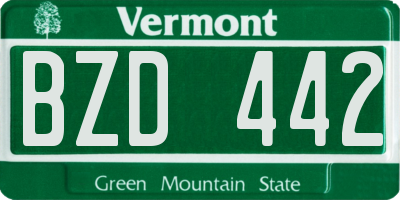 VT license plate BZD442