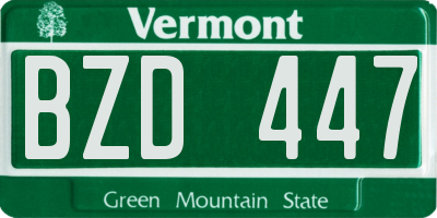 VT license plate BZD447
