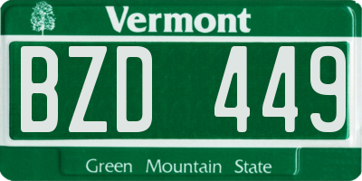 VT license plate BZD449