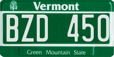 VT license plate BZD450
