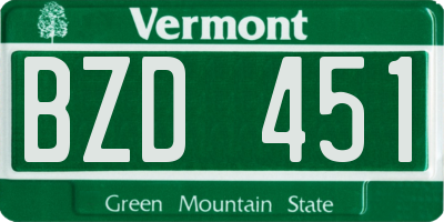 VT license plate BZD451
