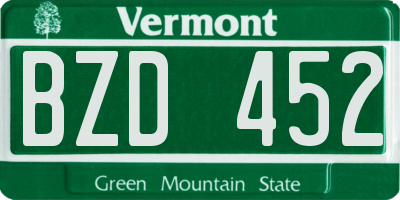 VT license plate BZD452