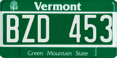 VT license plate BZD453