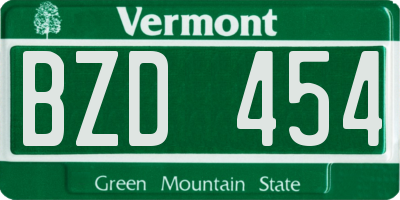 VT license plate BZD454