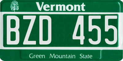 VT license plate BZD455