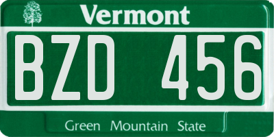 VT license plate BZD456