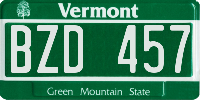 VT license plate BZD457