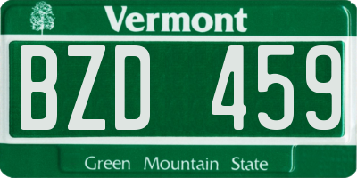 VT license plate BZD459