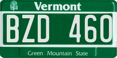 VT license plate BZD460