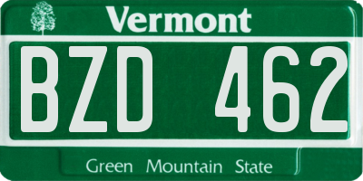 VT license plate BZD462