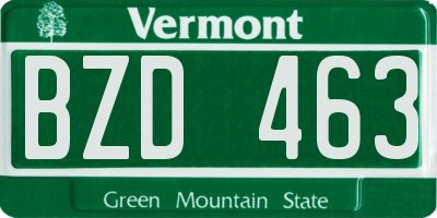 VT license plate BZD463