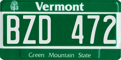VT license plate BZD472