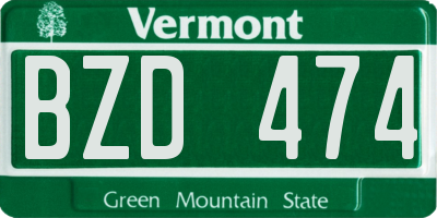 VT license plate BZD474