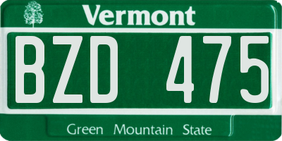 VT license plate BZD475