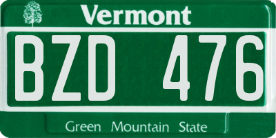 VT license plate BZD476
