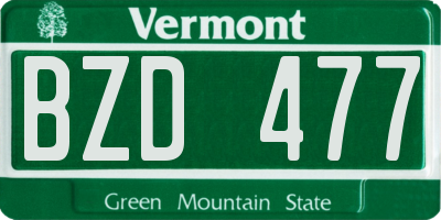 VT license plate BZD477
